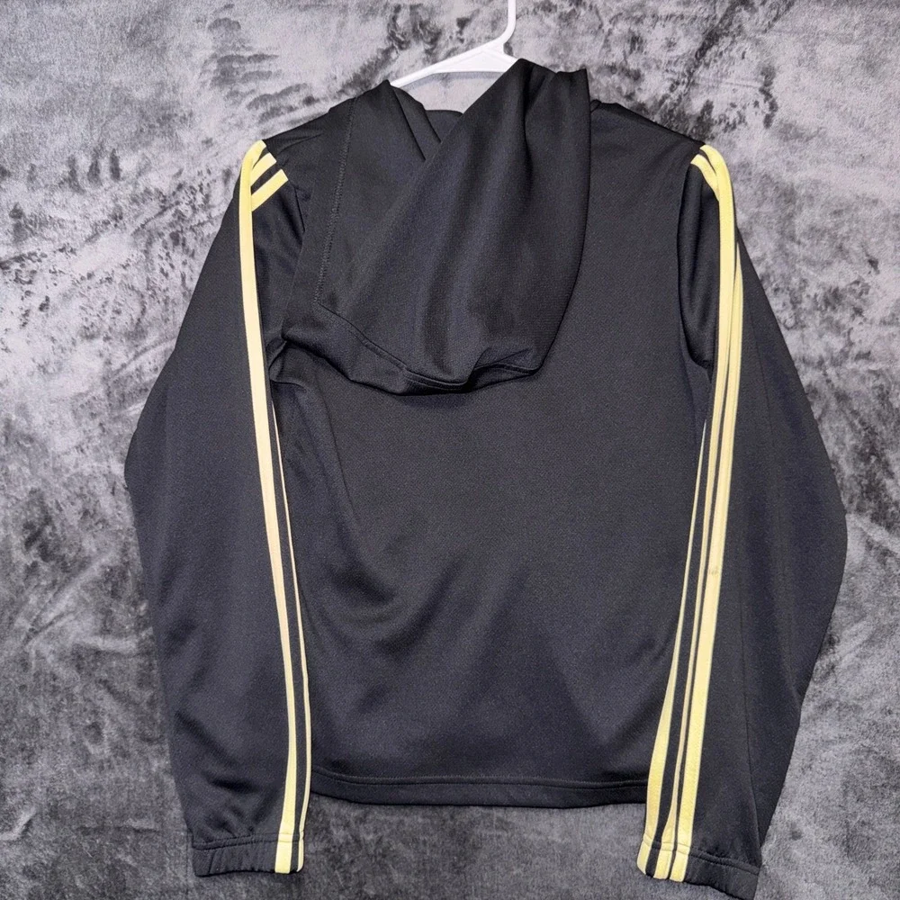 Adidas Mens Black Gold 3-Stripe Full Zip Hoodie Jacket AV1001 Size Medium